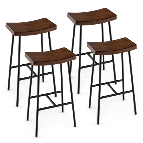 Gymax Set of 4 Industrial Saddle Stool Bar Height Chair Bar Stool w/ Metal Frame Best Buy Canada