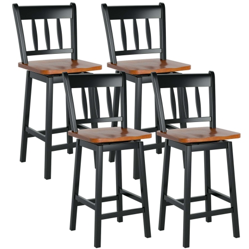 GYMAX  4PCs Bar Stool 24.5" Swivel Counter Height Chair W/ Footrest
