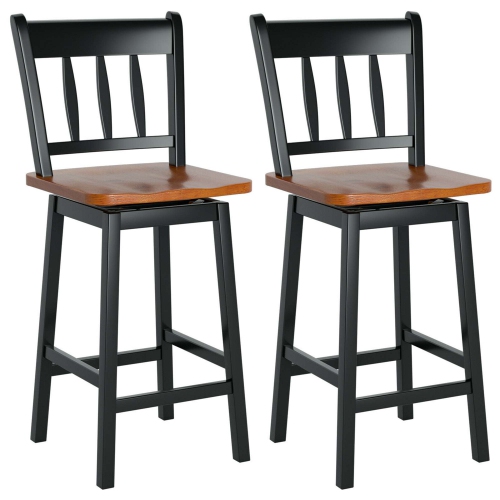 GYMAX  2PCs Bar Stool 24.5" Swivel Counter Height Chair W/ Footrest