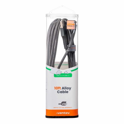 Ventev ChargeSync Alloy USB-C Cable 10ft Steel Charge/Sync Cables AC10STL256519