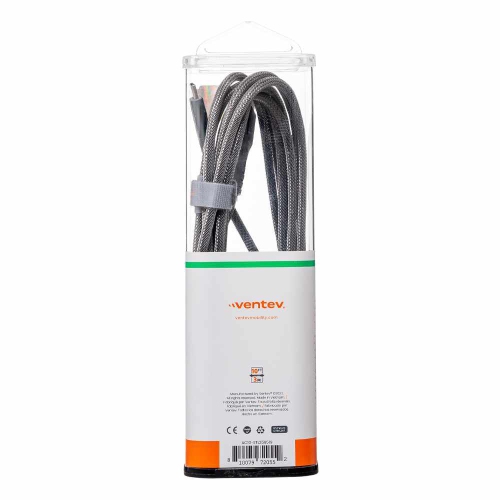 Ventev ChargeSync Alloy USB-C Cable 10ft Steel Charge/Sync Cables AC10STL256519