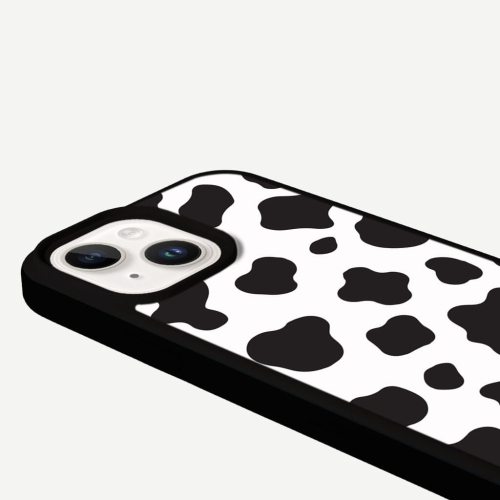 Black Cow Print iPhone 14 Case - MagSafe Enabled