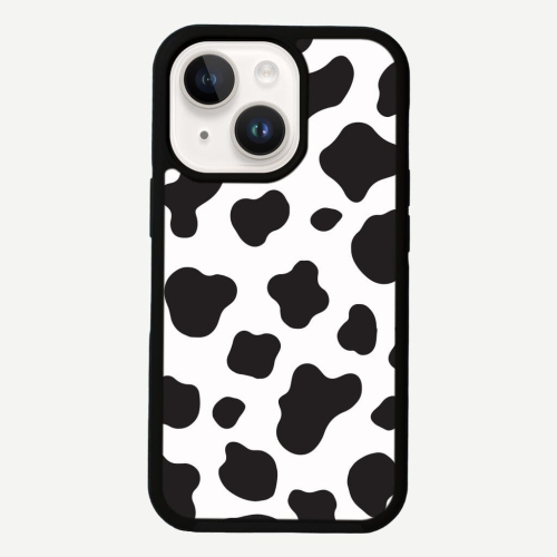 Black Cow Print iPhone 14 Case - MagSafe Enabled
