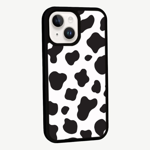 Black Cow Print iPhone 14 Case - MagSafe Enabled