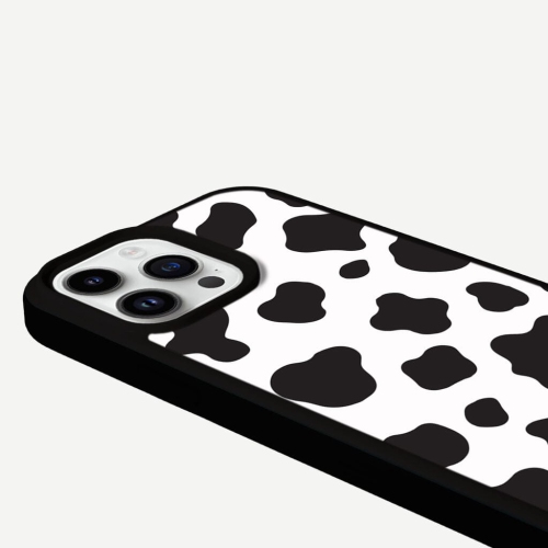 Black Cow Print iPhone 14 Pro Max Case - MagSafe Enabled