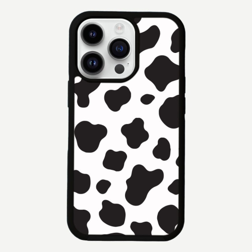 Black Cow Print iPhone 14 Pro Max Case - MagSafe Enabled