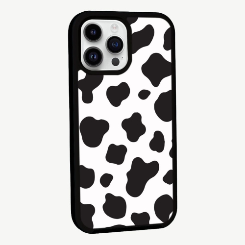 Black Cow Print iPhone 14 Pro Max Case - MagSafe Enabled