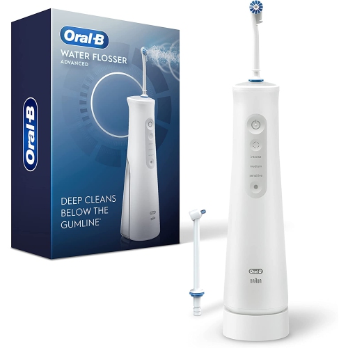 Oral B Water Flosser Advanced, Portable Oral Irrigator Handle with 2 Nozzles, White - Open Box