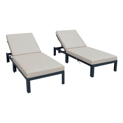 Chelsea Modern Outdoor Chaise Lounge Chair With Cushions Set of 2