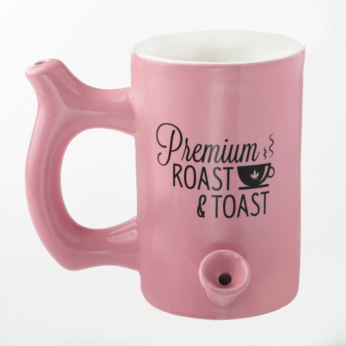 Grande tasse rose avec logo noir