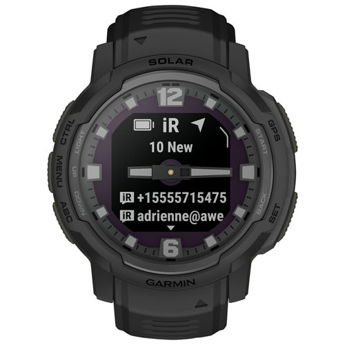 Montre intelligente multisport Bluetooth de 45 mm Instinct Crossover Solar Tactical Edition de Garmin - Noir