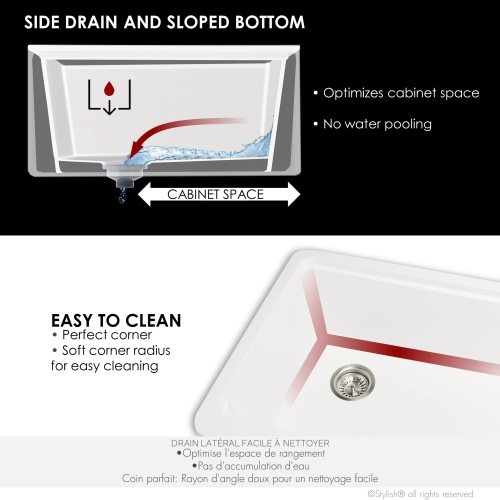 Stylish Farmhouse/Apron Front 30 inch White Composite Granite Workstation Single Bowl Kitchen Sink S-830WH