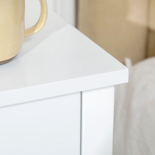 Ensemble de 2 tables d’appoint avec tiroir et tablette inférieure de HOMCOM, table de chevet à 2 niveaux pour chambre à coucher, salon, blanc