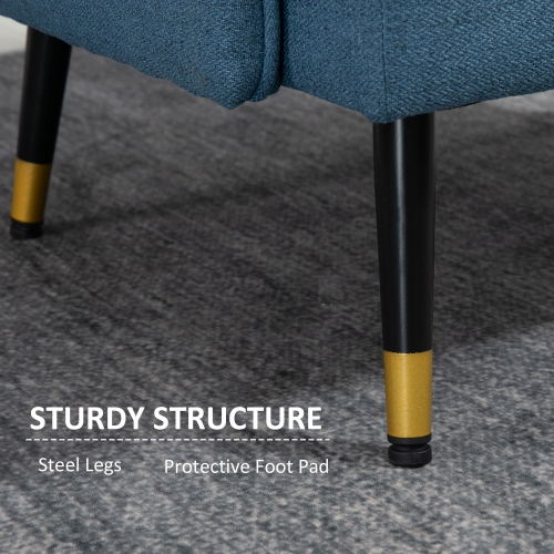 HOMCOM Modern Accent Chair, Upholstered Fabric Armchair with Wide Lounge Seat, Steel Legs, Soft Back, Button Tufted Living Room Chair for Reading,