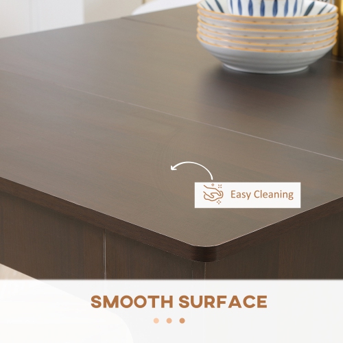 HOMCOM – Table à dîner extensible, table de cuisine extensible pour petits espaces, 6 places pour un maximum, brun foncé