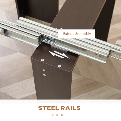 HOMCOM – Table à dîner extensible, table de cuisine extensible pour petits espaces, 6 places pour un maximum, brun foncé