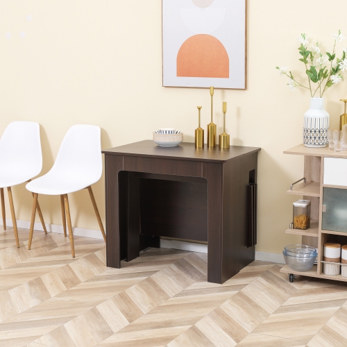 HOMCOM – Table à dîner extensible, table de cuisine extensible pour petits espaces, 6 places pour un maximum, brun foncé