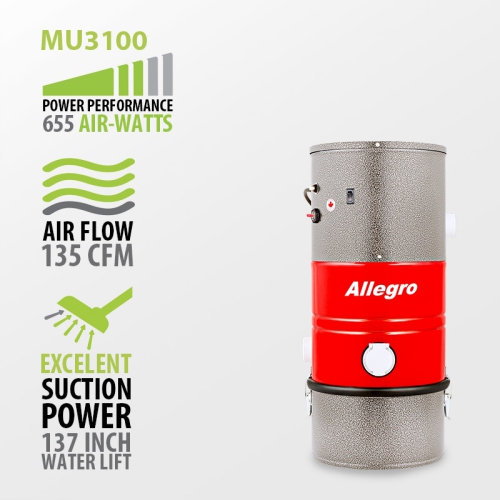 Allegro MU3100 POCO Wall Mounted Garage and Car Central Vacuum System - Made in Canada