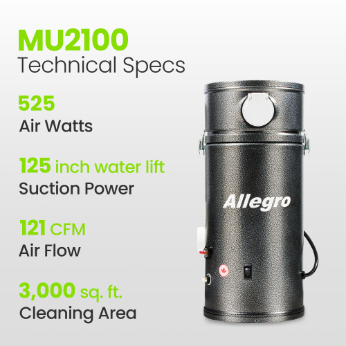 Allegro Compact and Powerful RV Central Vacuum System for 3,000 Square Foot Homes - Ideal for Trailer Boat Yacht - Made in Canada