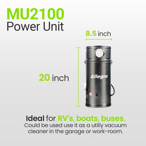 Allegro Compact and Powerful RV Central Vacuum System for 3,000 Square Foot Homes - Ideal for Trailer Boat Yacht - Made in Canada