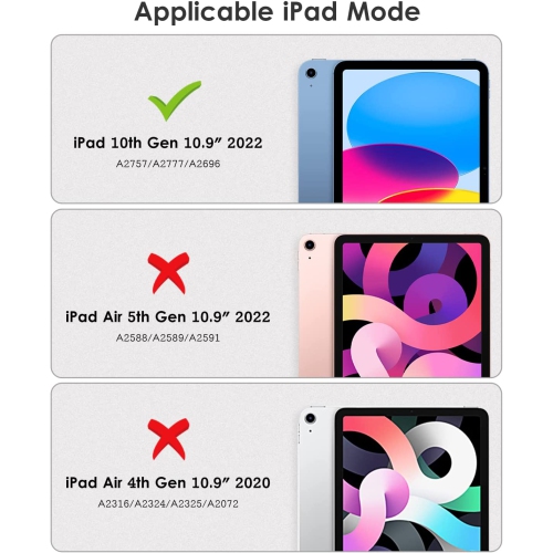 XCRS Étui folio pour Apple iPad 10e génération 10,9 pouces Housse pivotante à 360°, affichage multi-angle, réveil/veille automatique en cuir PU avec