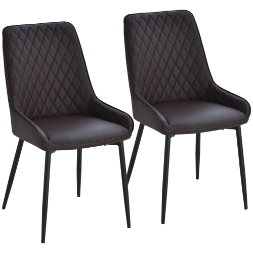 HOMCOM – Ensemble de 2 chaises de salle à manger, chaises de cuisine modernes avec revêtement en similicuir et capitonnage en losange et pattes en ac