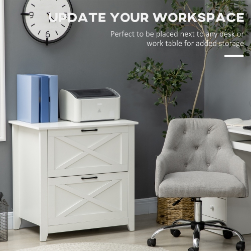 Vinsetto Veritcal Filing Cabinet, 2-drawer File Cabinet with Hanging Bars for A4 Size for Home Office, White