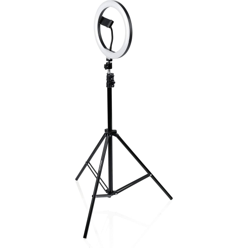 Gator Set of Two Height-Adjustable Stands with Pivoting LED Ring Lights and Universal Phone Holders