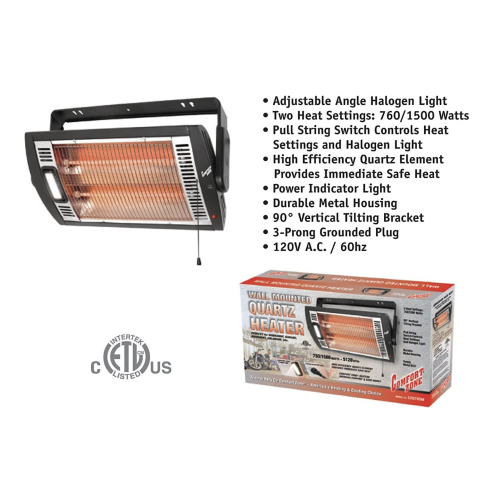 Comfort Zone CZQTV5M Radiateur à quartz radiant monté au plafond avec lumière halogène incluse - 2pk