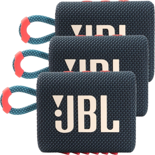 3x JBL Go 3 Portable Waterproof Wireless Outdoor Bluetooth Speaker Blue/Pink