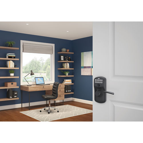 Serrure de porte à levier à clavier électronique de Schlage - Noir mat - Exclusivité Best Buy