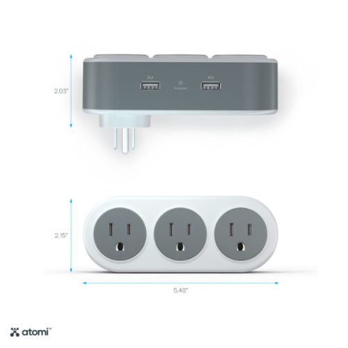 Atomi AT1198 Rotating 3-Outlet Surge Protector