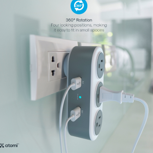 Atomi AT1198 Rotating 3-Outlet Surge Protector