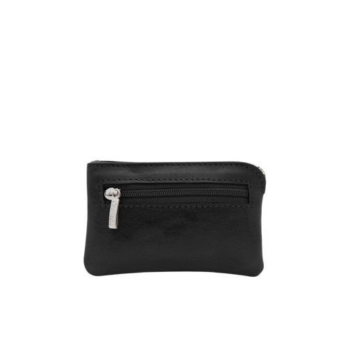 Cavalinho Leather coin purse with Key Ring - Black - handmade in Portugal
