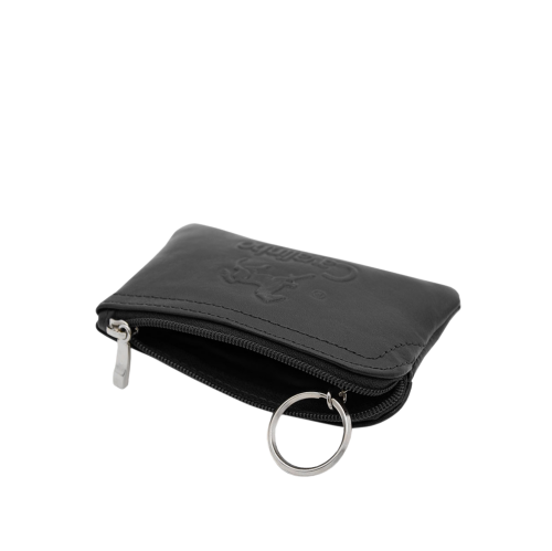 Cavalinho Leather coin purse with Key Ring - Black - handmade in Portugal