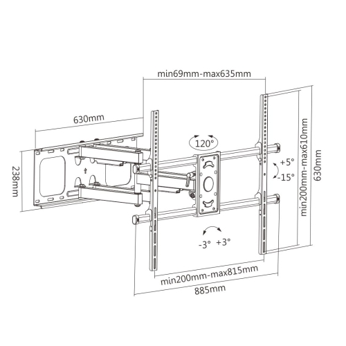 HYFAI Full Motion TV Wall Mount Bracket for Flat and Curved LCD/LEDs - Fits Sizes 50 to 90 inches - Maximum VESA 800x600