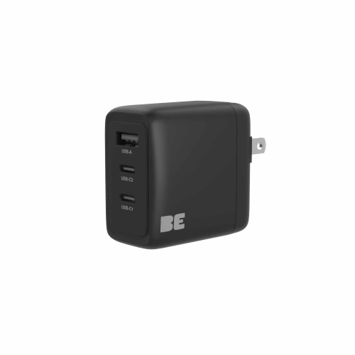 Blu Element Wall Charger 3 Port 65W PD 2USB-C & USB-A | Black Matt