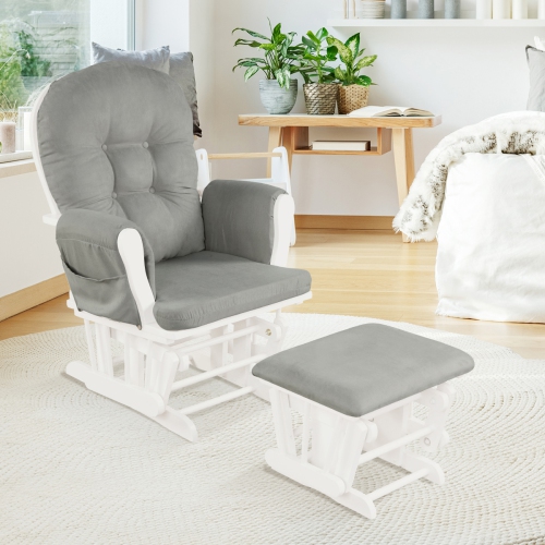 Topbuy Rocking Chair Baby Nursery Chair Glider with Ottoman &Storage Pocket