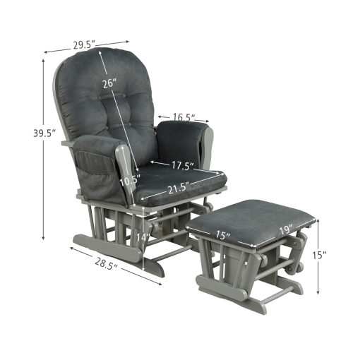 Topbuy Rocking Chair Baby Nursery Chair Glider with Ottoman &Storage Pocket