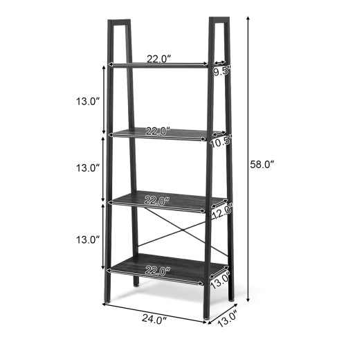 Topbuy 4-Tier Ladder Bookshelf Display Ladder Rack Free-Standing Plant