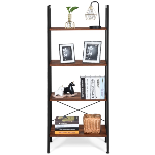 Topbuy 4-Tier Ladder Bookshelf Display Ladder Rack Free-Standing Plant Black