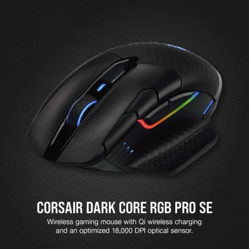Corsair DARK CORE RGB PRO SE Wireless Gaming Mouse - 18000 DPI, Slipstream Technology, Qi Charging