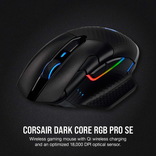 Corsair DARK CORE RGB PRO SE Wireless Gaming Mouse - 18000 DPI, Slipstream Technology, Qi Charging