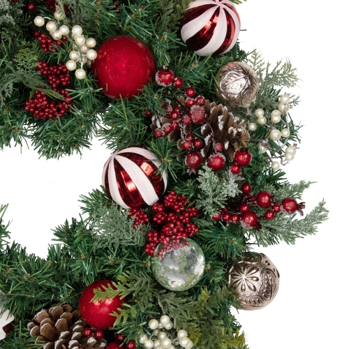 Ornaments and Pinecones Artificial Pine Christmas Wreath - Unlit - 28"