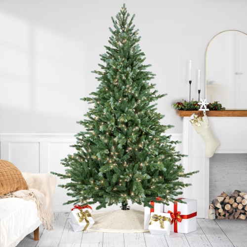 NORTHLIGHT  Real Touch Pre-Lit Medium Spruce Artificial Christmas Tree - 7' - Clear Lights In Blue