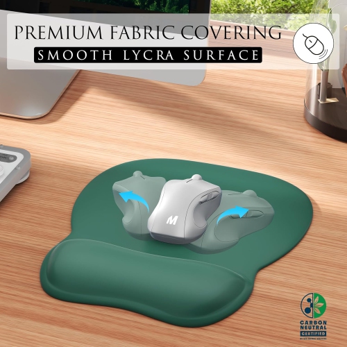 Ergonomic Gel Mouse Pad with Wrist Rest – Non-Slip Base, Smooth Lycra Surface, Forest Green