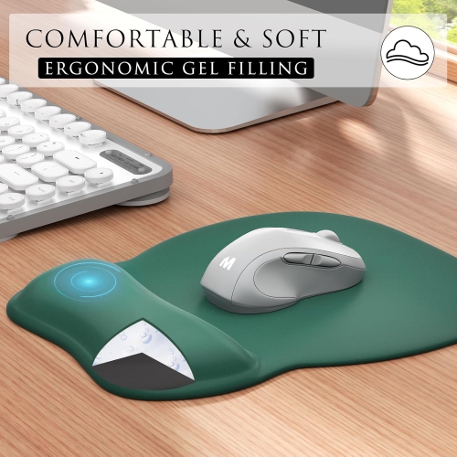 Ergonomic Gel Mouse Pad with Wrist Rest – Non-Slip Base, Smooth Lycra Surface, Forest Green