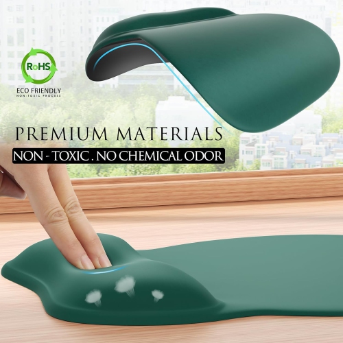 Ergonomic Gel Mouse Pad with Wrist Rest – Non-Slip Base, Smooth Lycra Surface, Forest Green