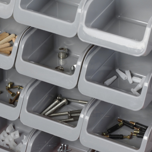 DURHAND 44PC Wall Mounted Storage Bins Parts Rack Kit with 2 Colour Parts, Hardware Screw Tool Organizer with Storage Bins, Pegboard and Hooks,