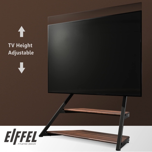 FITUEYES Design Eiffel Series Corner Floor TV Stand for 75-100 Inch LCD LED Flat Curved TVs Heavy Duty TV Mount with Large Storage Wood Shelf Modern